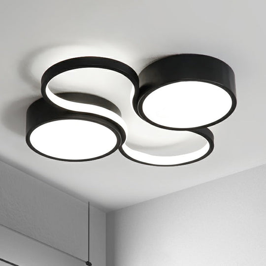 Sleek Study Room Led Flush Mount Ceiling Light- Acrylic Simplified Black / 19.5 White