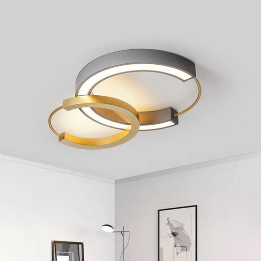 Gold Metal LED Flush Ceiling Light Fixture with Modern Style for Living Room