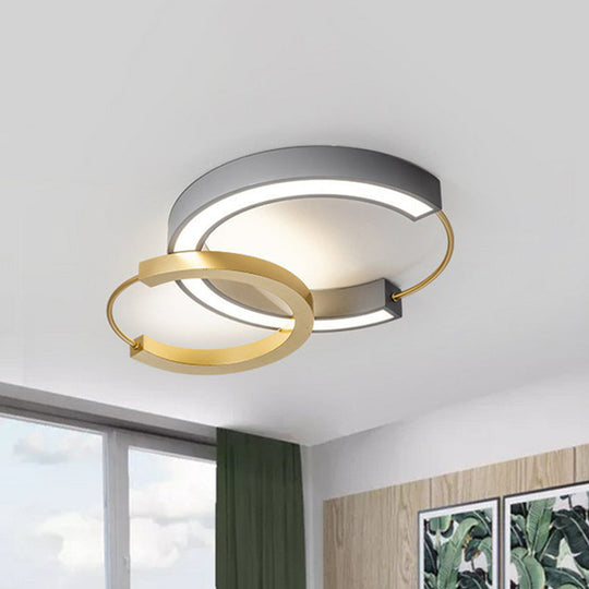 Gold Metal LED Flush Ceiling Light Fixture with Modern Style for Living Room