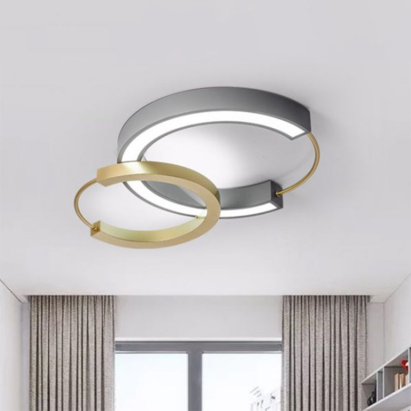 Gold Metal LED Flush Ceiling Light Fixture with Modern Style for Living Room