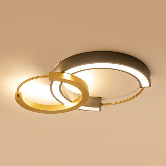 Gold Metal LED Flush Ceiling Light Fixture with Modern Style for Living Room