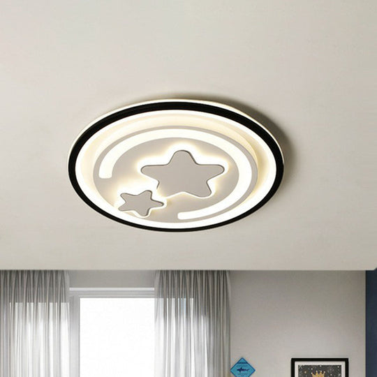 Contemporary Black LED Flush Mount Ceiling Light - Geometric Acrylic Design