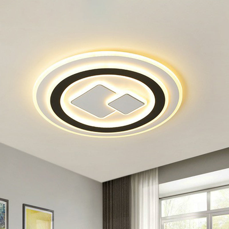 Contemporary Black LED Flush Mount Ceiling Light - Geometric Acrylic Design