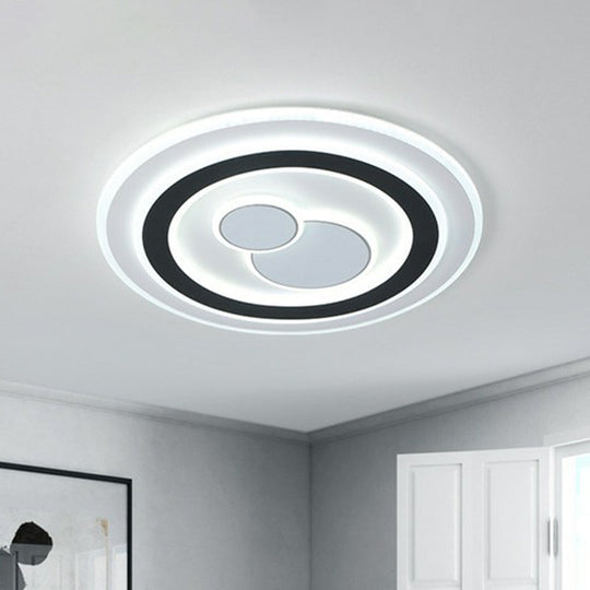 Contemporary Black LED Flush Mount Ceiling Light - Geometric Acrylic Design