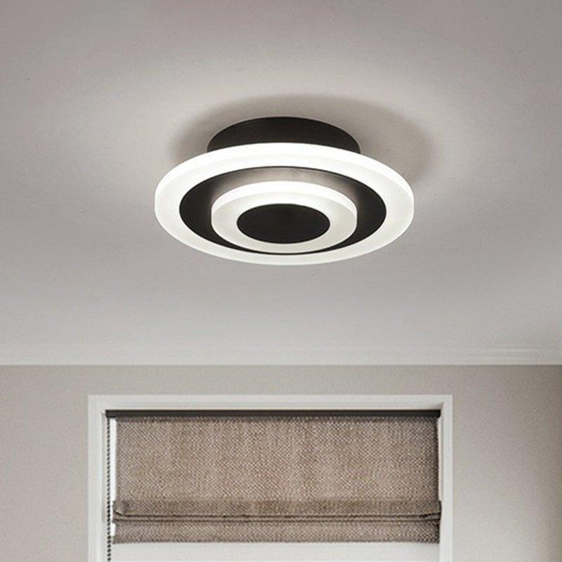 Sleek Round Led Flush Mount Ceiling Light For Corridors And Halls Black / White