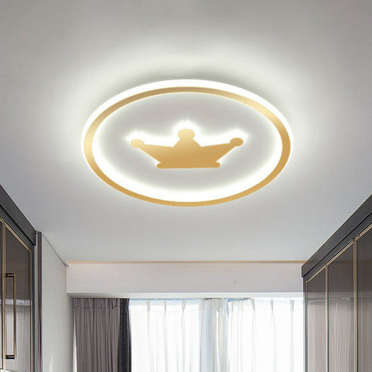 Contemporary Crown Bedroom LED Ceiling Light with Flush Mount & Halo Ring