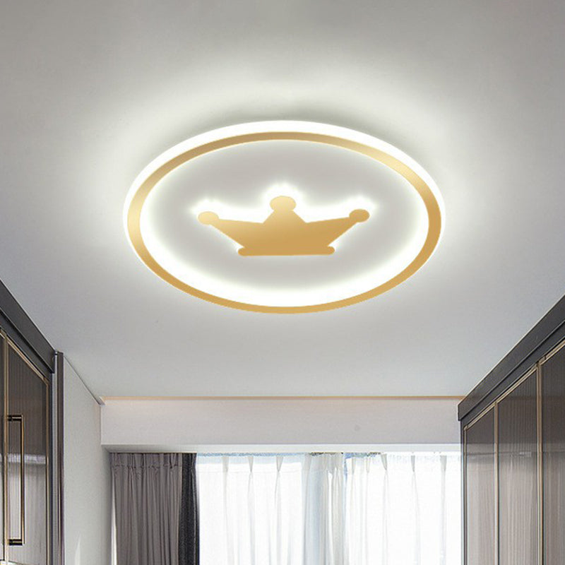 Contemporary Crown Bedroom Led Ceiling Light With Flush Mount & Halo Ring Gold / 15.5 White