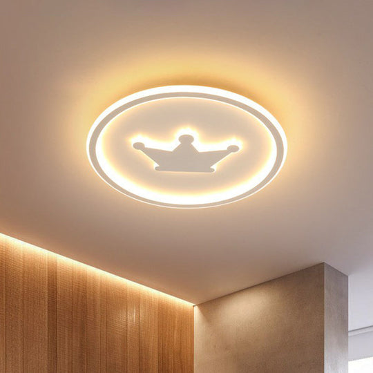 Contemporary Crown Bedroom LED Ceiling Light with Flush Mount & Halo Ring