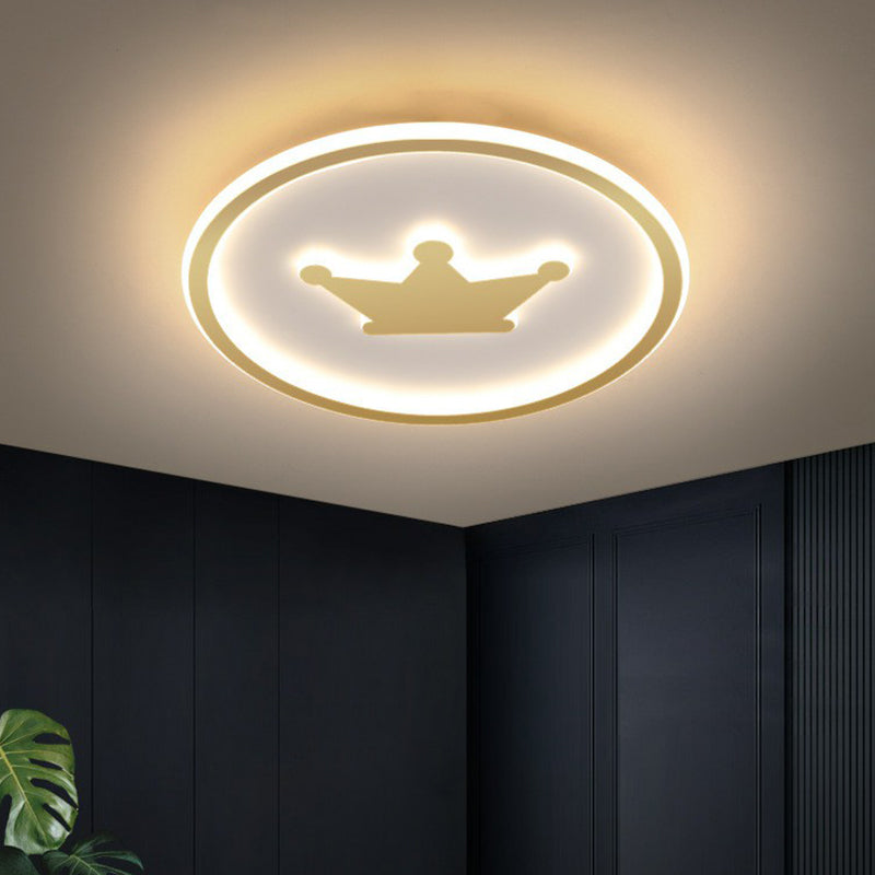 Contemporary Crown Bedroom LED Ceiling Light with Flush Mount & Halo Ring