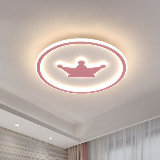 Contemporary Crown Bedroom LED Ceiling Light with Flush Mount & Halo Ring