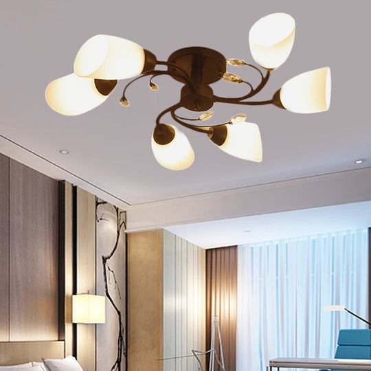 Contemporary Semi Flush Mount Light With Bevel Glass Shades - Black Windmill Ceiling Fixture