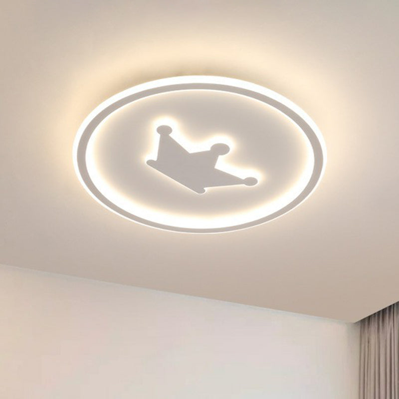 Contemporary Crown Bedroom LED Ceiling Light with Flush Mount & Halo Ring