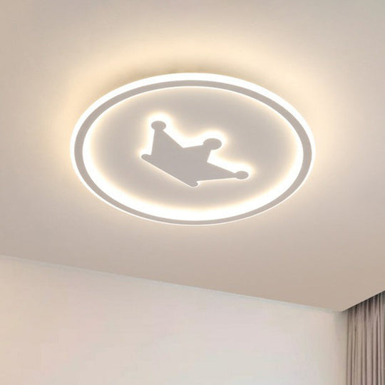 Contemporary Crown Bedroom LED Ceiling Light with Flush Mount & Halo Ring