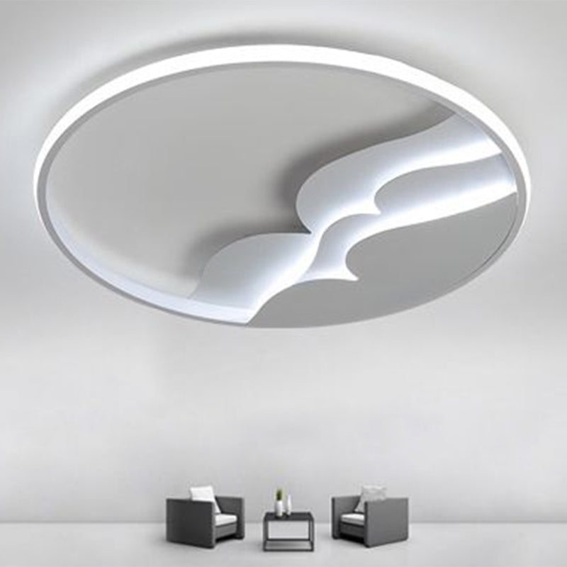 Modern Metal Led Flush Mount Ceiling Light With Halo Ring For Bedroom - White Flushmount