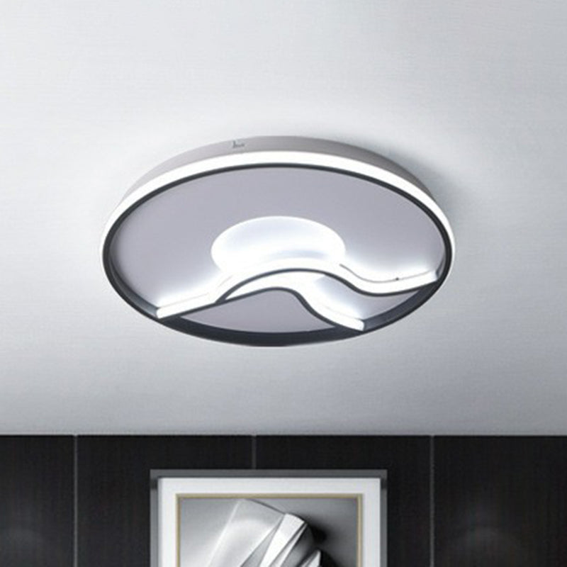 Black Sun & Mountain Nordic Flush Mount LED Lighting Fixture with Acrylic Shade