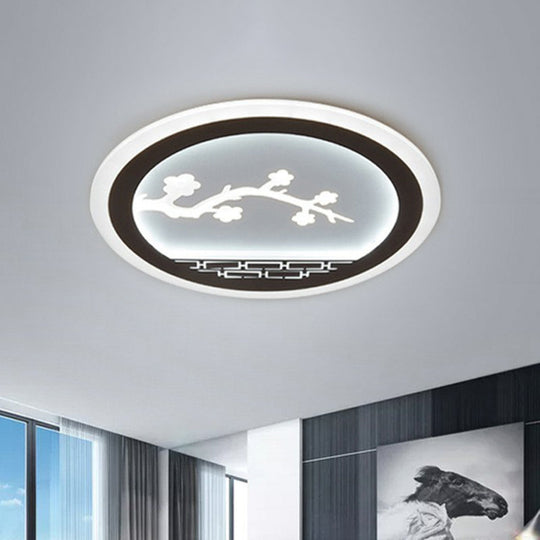 Modern Circle Flush Light: Metallic LED Ceiling Fixture for White Bedrooms