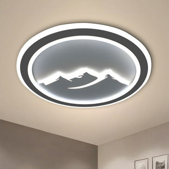 Modern Circle Flush Light: Metallic LED Ceiling Fixture for White Bedrooms