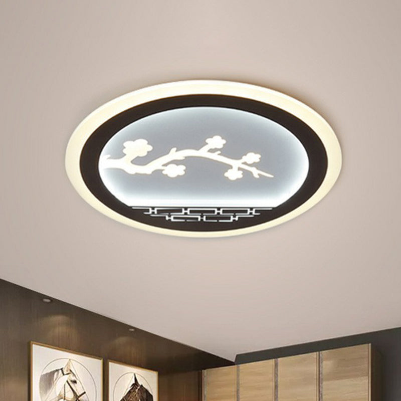 Modern Circle Flush Light: Metallic LED Ceiling Fixture for White Bedrooms