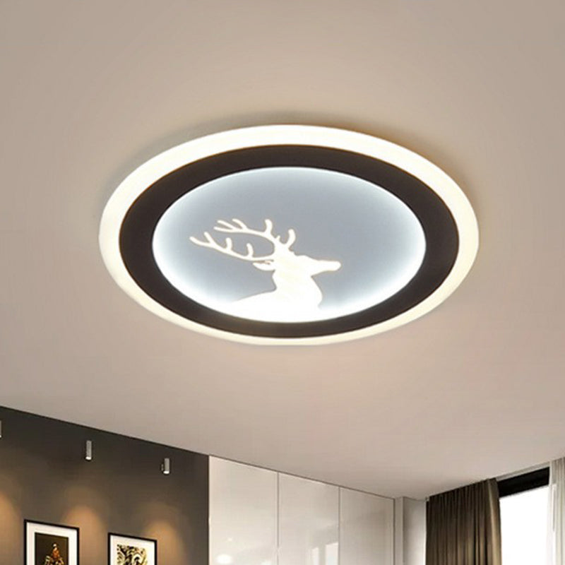 Modern Circle Flush Light: Metallic LED Ceiling Fixture for White Bedrooms