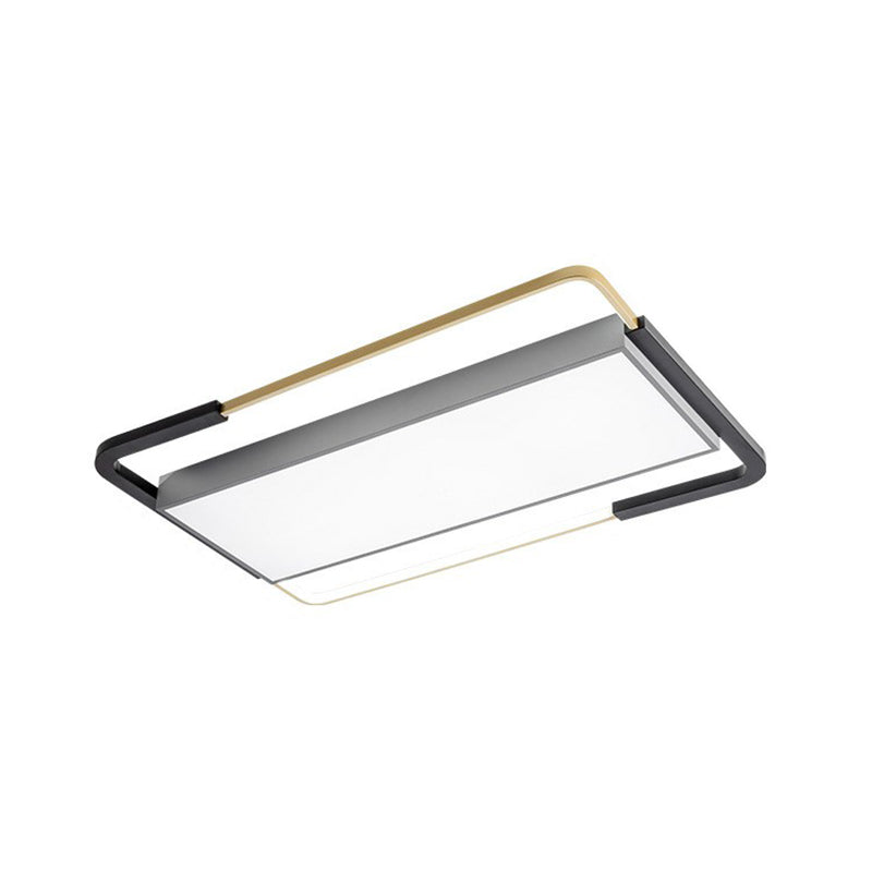 Sleek Geometric Acrylic Led Flush Mount Ceiling Light In Gold-Black