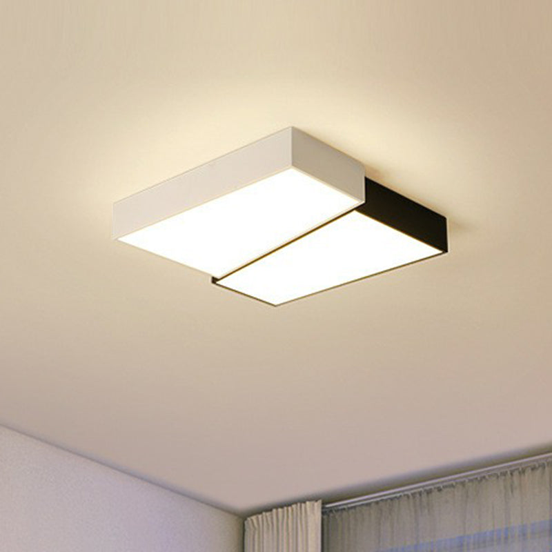 Sleek Square LED Flush Mount Ceiling Light for Modern Bedrooms - Black and White