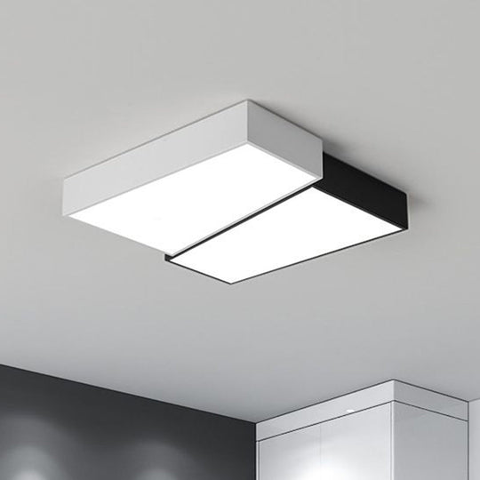 Sleek Square LED Flush Mount Ceiling Light for Modern Bedrooms - Black and White