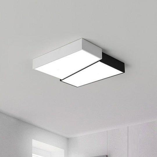 Sleek Square LED Flush Mount Ceiling Light for Modern Bedrooms - Black and White