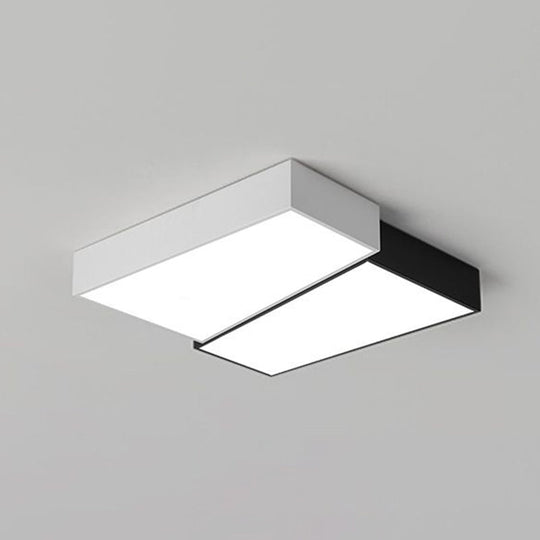 Sleek Square LED Flush Mount Ceiling Light for Modern Bedrooms - Black and White