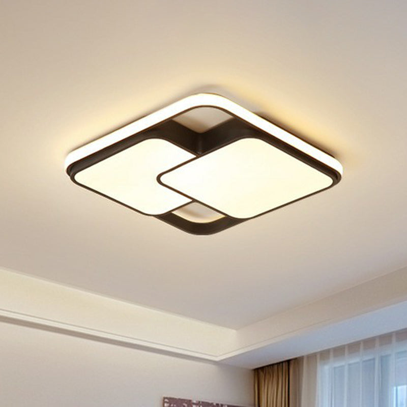 Minimalist Black Led Rhombus Acrylic Flush Mount Lighting Fixture