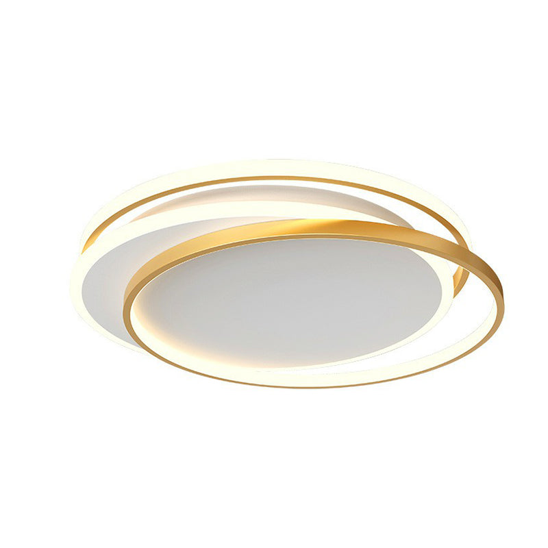 Modern Geometric Led Flush Mount Ceiling Light In Gold Acrylic For Bedroom / White A