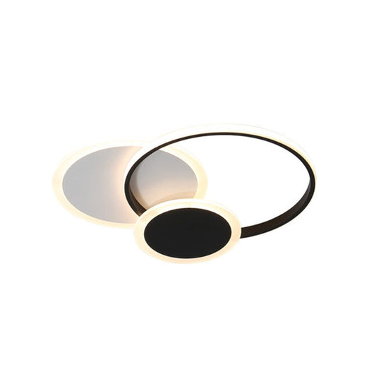 Modern Geometric Led Flush Mount In Black & White For Minimalist Bedrooms