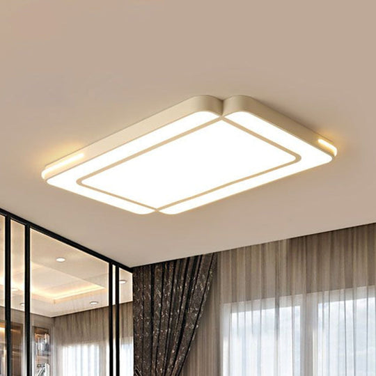 White Geometric Acrylic Led Ceiling Flush Mount Light