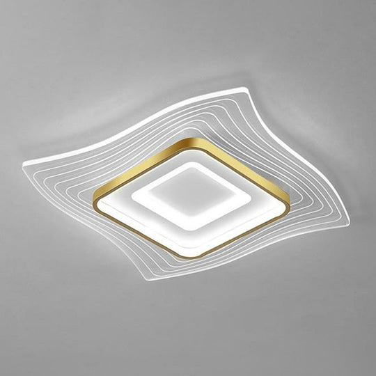 Contemporary Gold LED Flush Mount Lighting Fixture with Extra-Thin Acrylic Flush Ceiling Light