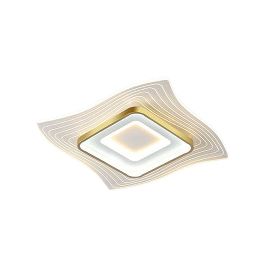 Contemporary Gold LED Flush Mount Lighting Fixture with Extra-Thin Acrylic Flush Ceiling Light