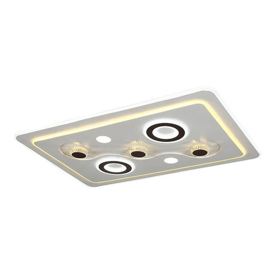 Modern Rectangular White Led Ceiling Light Fixture - Acrylic Flush Mount