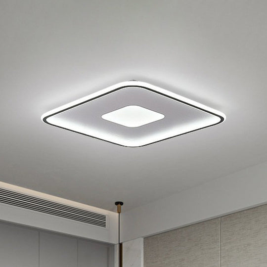 Minimalist Glow: Nordic Aluminum Rectangular LED Flush Ceiling Light for Contemporary Living Rooms