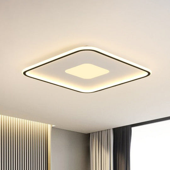 Minimalist Glow: Nordic Aluminum Rectangular LED Flush Ceiling Light for Contemporary Living Rooms