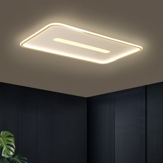 Minimalist Glow: Nordic Aluminum Rectangular LED Flush Ceiling Light for Contemporary Living Rooms