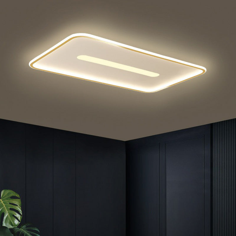 Minimalist Glow: Nordic Aluminum Rectangular Led Flush Ceiling Light For Contemporary Living Rooms