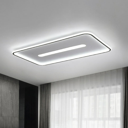 Minimalist Glow: Nordic Aluminum Rectangular LED Flush Ceiling Light for Contemporary Living Rooms