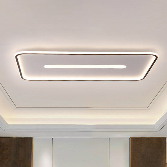 Minimalist Glow: Nordic Aluminum Rectangular LED Flush Ceiling Light for Contemporary Living Rooms