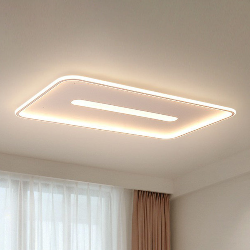 Minimalist Glow: Nordic Aluminum Rectangular LED Flush Ceiling Light for Contemporary Living Rooms