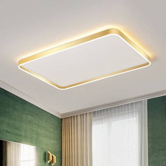 Minimalist Gold LED Geometric Flush Mount Lighting Fixture