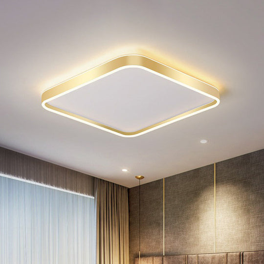 Minimalist Gold LED Geometric Flush Mount Lighting Fixture