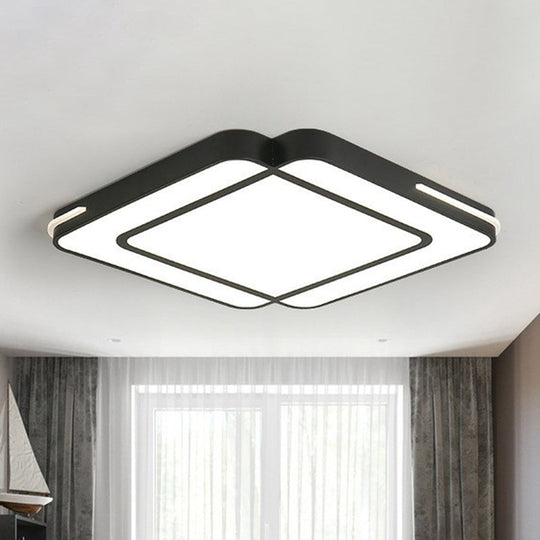 Modern Geometric Acrylic LED Ceiling Light for Living Room - Black Flush Fixture