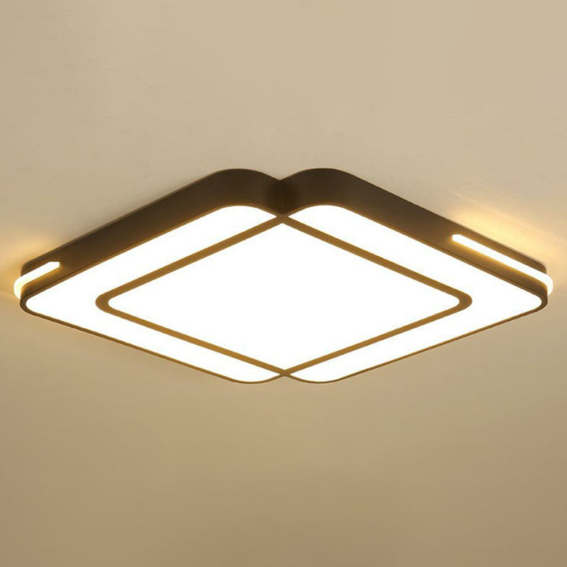 Modern Geometric Acrylic LED Ceiling Light for Living Room - Black Flush Fixture