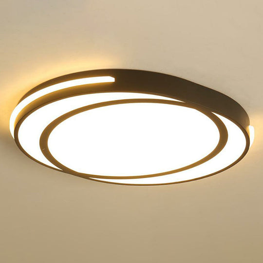 Modern Geometric Acrylic LED Ceiling Light for Living Room - Black Flush Fixture