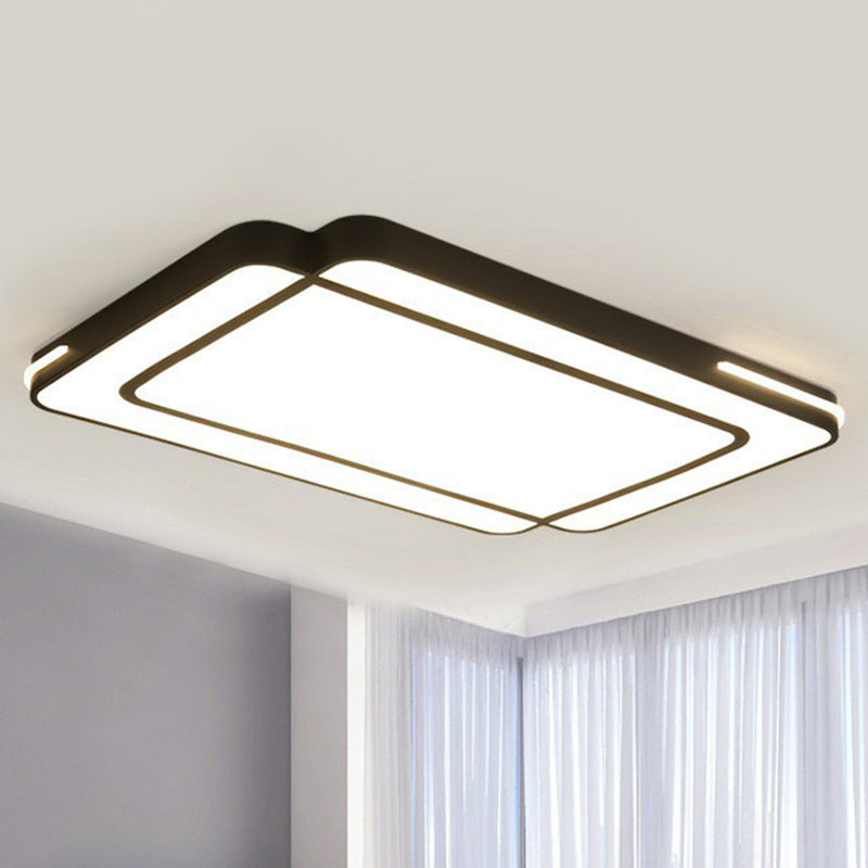 Modern Geometric Acrylic LED Ceiling Light for Living Room - Black Flush Fixture