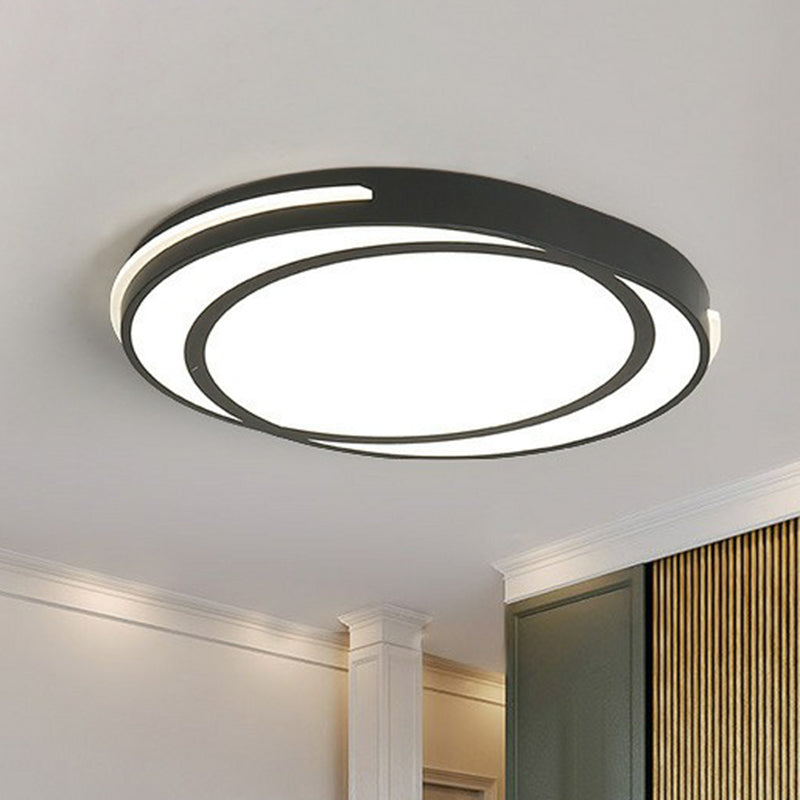 Modern Geometric Acrylic LED Ceiling Light for Living Room - Black Flush Fixture