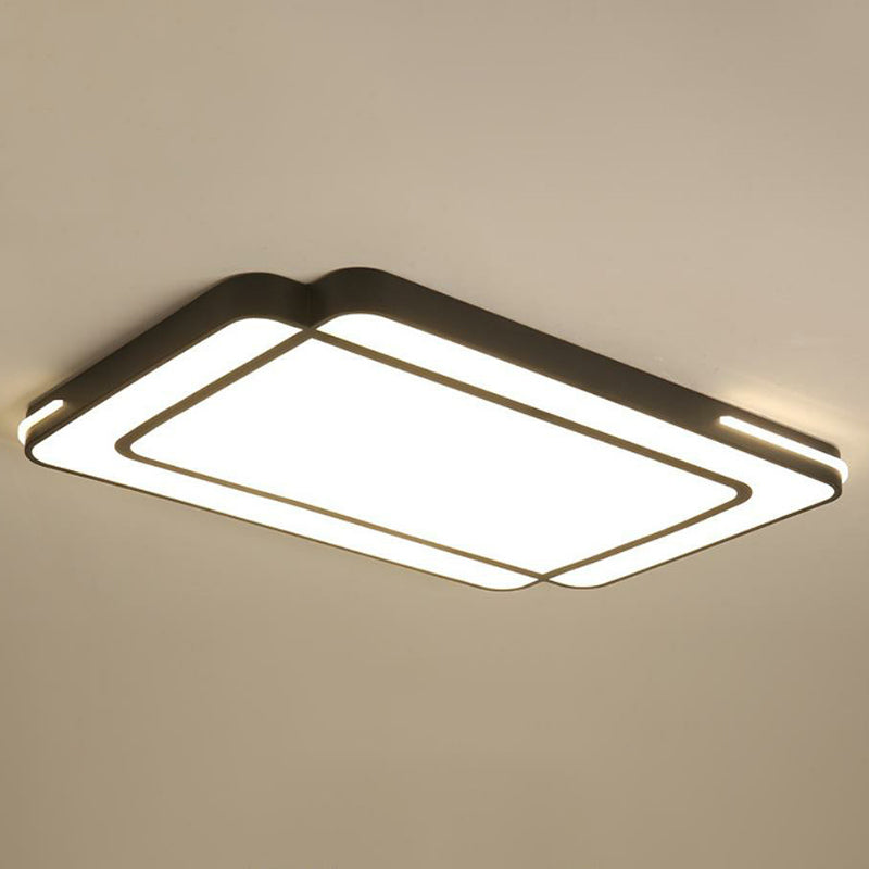 Modern Geometric Acrylic LED Ceiling Light for Living Room - Black Flush Fixture